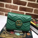 Imitation Gucci original GG Marmont matelasse mini bag 474575 green HV04314zn33
