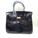 Imitation Hermes Birkin 25CM Tote Bag Croco Leather H8096 Black HV03949zn33
