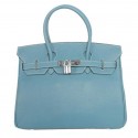 Imitation Hermes Birkin 30CM Tote Bags Smooth Togo Leather Blue HV02279KV93