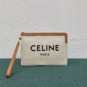 Imitation High Quality Celine CLUTCHES LARGE POUCH IN COTTON WITH CELINE PRINT AND CALFSKIN 100672 BROWN HV05602Bo39