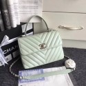 Imitation High Quality Chanel CC original lambskin top handle flap bag 92236V Light green HV05967Bo39
