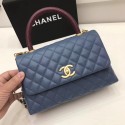 Imitation High Quality Chanel Classic Top Handle Bag A92991 Light blue Gold chain HV06952HH94