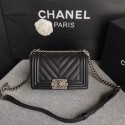 Imitation High Quality Chanel Leboy Original Caviar leather Shoulder Bag A67085 black silver chain HV03777Bo39