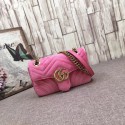 Imitation High Quality Gucci Velvet GG Shoulder Bag 446744 pink HV10237HH94