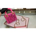 Imitation MINI LADY DIOR BAG WITH CHAIN SMOOTH CALFSKIN EMBROIDERED WITH A MOSAIC OF MIRRORS M0598 rose HV05297Tm92