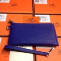 Knockoff 2015 Hermes 7-shaped zipper wallet 509 brilliant blue HV11418vf92
