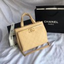 Knockoff AAAAA Chanel Small Shopping Bag Grained Calfskin & Gold-Tone Metal A57563 Beige HV01053Jc39