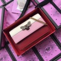 Knockoff AAAAA Gucci Queen Margaret Shoulder Bag 476079 Pink with white with red HV01828Jc39