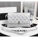 Knockoff Chanel Calfskin Leather Shoulder Bag 33655 Silver HV01576iV87