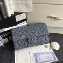 Knockoff Chanel Classic Handbag Embroidered Tweed & Silver-Tone Metal A01112 blue HV08628eF76
