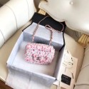 Knockoff Chanel Flap Bag Knit & Silver-Tone Metal A57651 Pink White & Dark Pink HV06935Ez66
