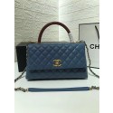 Knockoff Chanel flap bag with Burgundy top handle A92991 Blue HV10587WW40