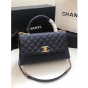 Knockoff Chanel flap bag with top handle A92991 dark Blue HV06611fY84