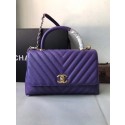 Knockoff Chanel Flap Bag with Top Handle A92991 purple HV07160tU76