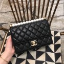 Knockoff Chanel Flap Shoulder Bag Sheepskin Leather 77399 black HV01857cS18