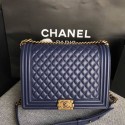 Knockoff Chanel LE BOY Shoulder Bag Original Sheepskin Leather 67087 blue Gold chain HV09557ch31