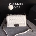 Knockoff Chanel LE BOY Shoulder Bag Sheepskin Leather A67086 white Silver chain HV04086iV87