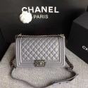 Knockoff Chanel LEBOY Shoulder Bag Sheepskin Leather A67086 gray Silver chain HV10453eF76