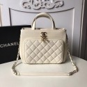 Knockoff CHANEL Shopping Bag Grained Calfskin & Gold-Tone Metal A93794 white HV00458tp21