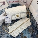 Knockoff Chanel small flap bag Lambskin & Gold-Tone Metal AS2204 white HV03274Lg61