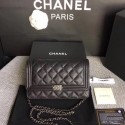 Knockoff Chanel WOC Mini Shoulder Bag Original Caviar leather LEBOY B33814 black silver chain HV01701yK94