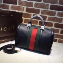 Knockoff Gucci GG Calfskin Leather Boston Bag 247205 black HV08762WW40