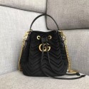 Knockoff Gucci GG Marmont quilted leather bucket bag 525081 black suede HV00606yK94