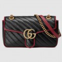 Knockoff Gucci GG Marmont small shoulder bag 443497 black HV09175NL80