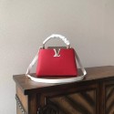Knockoff Louis vuitton original taurillon leather Capucines PM M48865 red&white&grey HV10261fY84