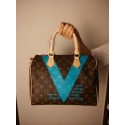 Louis Vuitton MONOGRAM V SPEEDY 30 Bag M41533 Blue HV10897sY95