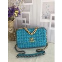 Luxury CHANEL 19 Flap Bag AS1160 blue HV09961QT69