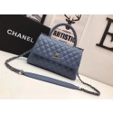 Luxury Chanel Classic Top Handle Bag A92991 Light blue Silver chain HV04935UV86