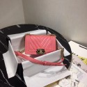 Luxury Chanel Le Boy Flap Shoulder Bag Original Leather Pink V67085 Gold HV09997bE46