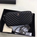 Luxury Chanel Mini sheepskin Leather Shoulder Bag 6845 black Silver chain HV04988Lv15