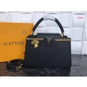 Luxury Louis Vuitton Original Leather CAPUCINES PM M52963 Black HV05946QT69