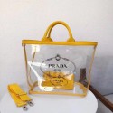 Luxury Prada Fabric and Plexiglas handbag 1BG164 yellow HV03893Lv15