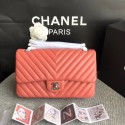Luxury Replica Chanel Flap Original Lambskin Leather Shoulder Bag 1112V watermelon red silver chain HV05944vv50