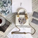 MINI LADY DIOR BAG WITH CHAIN IN WHITE SMOOTH CALFSKIN WITH NIKI DE SAINT PHALLE EMBROIDERY M927 HV11888UW57
