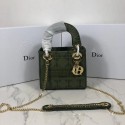 MINI LADY DIOR TOTE BAG IN EMBROIDERED CANVAS C4531 Blackish green HV02869vK93