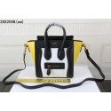 New Celine luggage nano bag original leather 3308 white&black&yellow HV02036Uf80