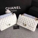 New Chanel Classic Flap Bag original Patent Leather 1112 white HV09701Uf80