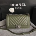 New Chanel LE BOY Shoulder Bag Original Sheepskin Leather 67086V green HV11161Uf80