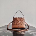 New Prada Leather Prada Tress Handbag 1BA290 brown HV08241Uf80