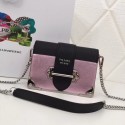 Prada Cahier calf leather bag 1BH018 pink HV03964vK93