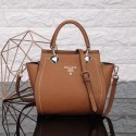 Prada Calfskin Leather Tote Bag 8016 brown HV06644dV68