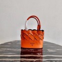 Prada Leather Tress Tote 1BG318 orange HV00656gN72