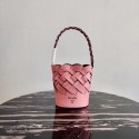 Prada Original Leather Woven Pattern Bucket Bag 1BG049 pink HV06022UE80