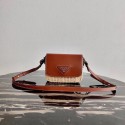 Prada Saffiano leather mini shoulder bag 1BD043 brown HV05761yj81