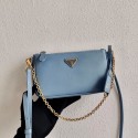 Prada Saffiano leather mini shoulder bag 2BH171 sky blue HV02350Qu69