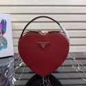 Prada Saffiano Original Leather Tote Heart Bag 1BH144 Red HV06592fo19